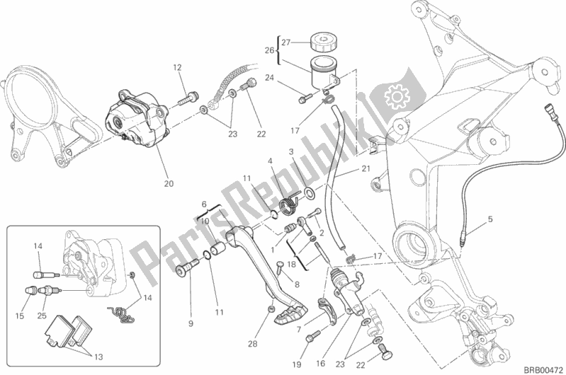 Todas las partes para Sistema De Frenado Trasero de Ducati Multistrada 1200 S Touring Brasil 2015